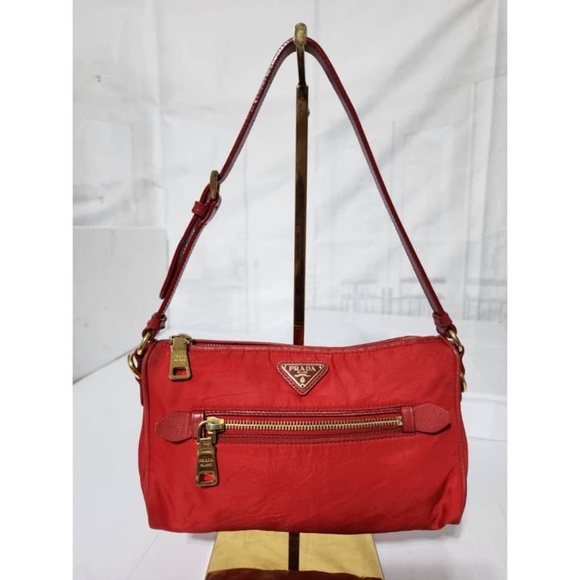 Authentic PRADA Tessuto Nylon Small Shoulder Bag Red - Picture 1 of 15